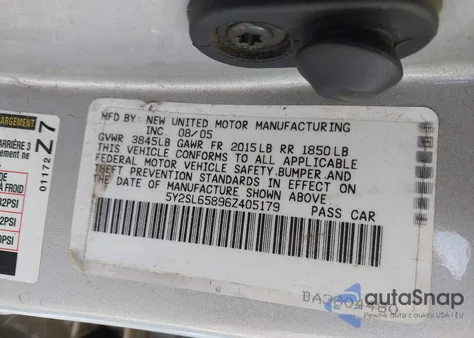 2006 Pontiac Vibe z USA, uszkodzony, nr VIN 5Y2SL65896Z405179